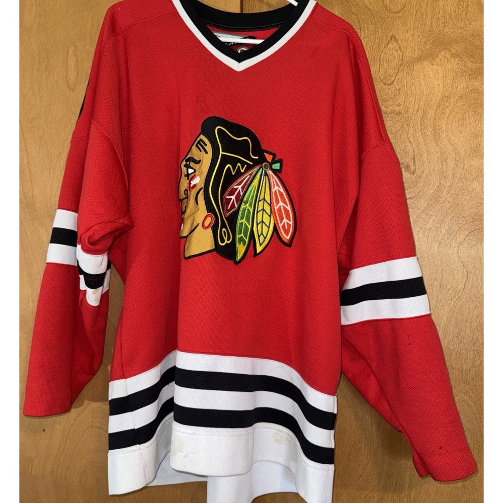 Vintage Authentic Pro Player NHL Chicago Blackhawks Red Sewn Hockey Jersey Sz XL